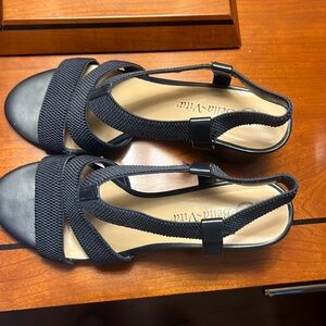 Bella -Vita navy block slip on sandal